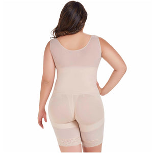 Fajas MariaE FU104 | Postsurgical Body Shaper for Daily Use | Open Bust & Mid-thigh