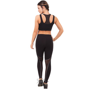 FLEXMEE 946074 Waves Mid Rise Active Leggings With Mesh | Supplex 360
