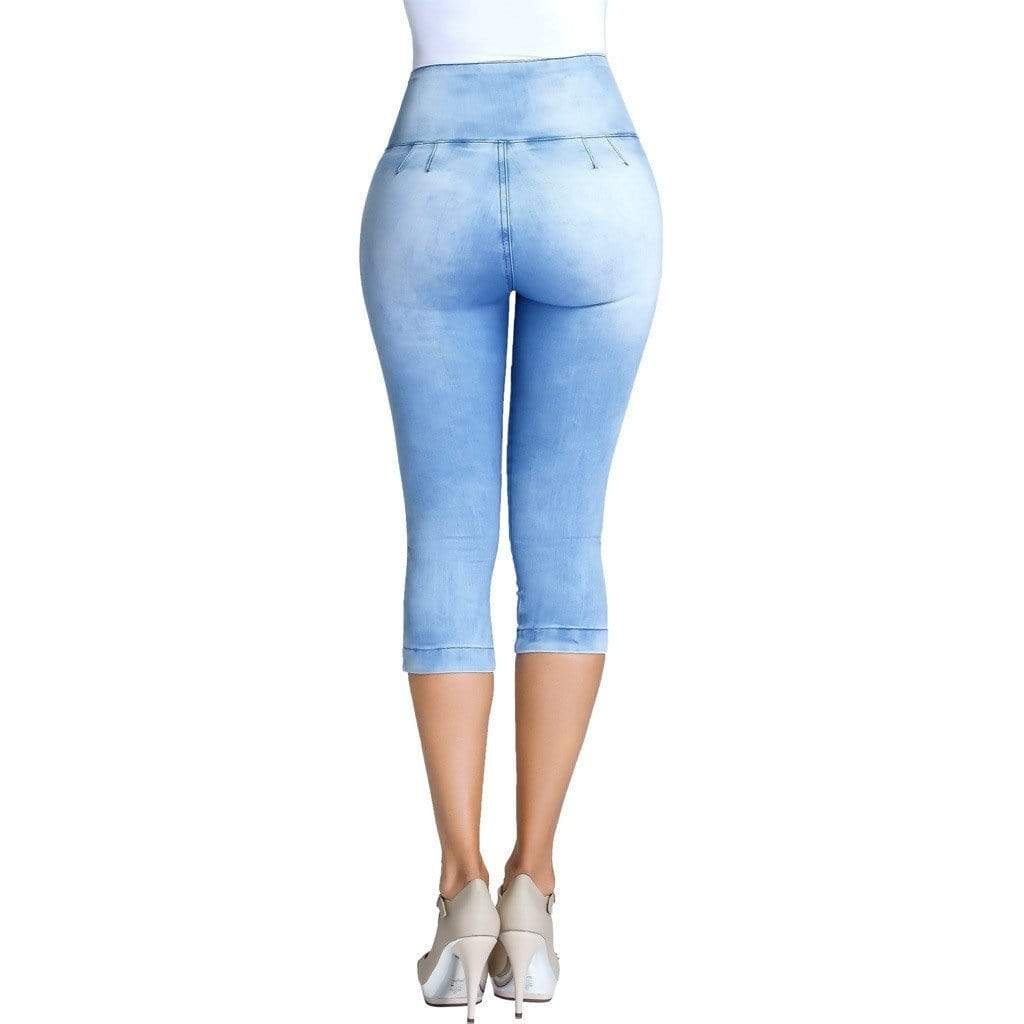 LOWLA 239257 Colombian Butt Lifter Capri Skinny Jeans with Inner Girdle Denim Lowla 1 US/6 CO Ice Blue 