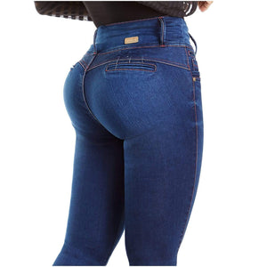 LT.Rose AS3002 Butt Lifter Skinny Jeans w/ Back Faux Pockets Colombian Jeans Laty Rose 1 Dark Blue 