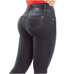LT.Rose CS3B04 Colombian Mid-Rise Butt Lifter Skinny Jeans Denim Laty Rose 1 Dark Blue 